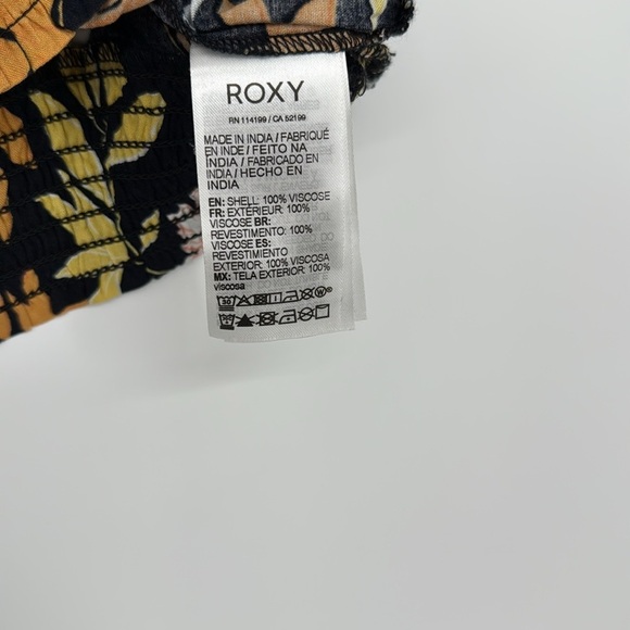 Roxy Women’s Floral Smocked Crop Top – Black Yellow White – Size Medium NWT - Picture 3 of 5